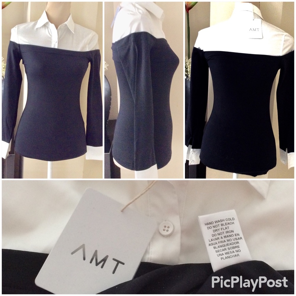 AMT Shirt, Long Sleeves, Black / White SZ.S